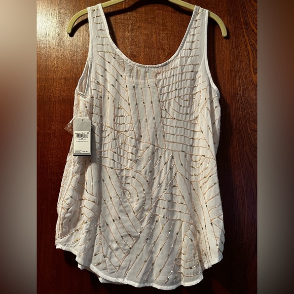 Guess Embellished Sheer Sleeveless Beaded Top Women's M - Picture 4 of 11